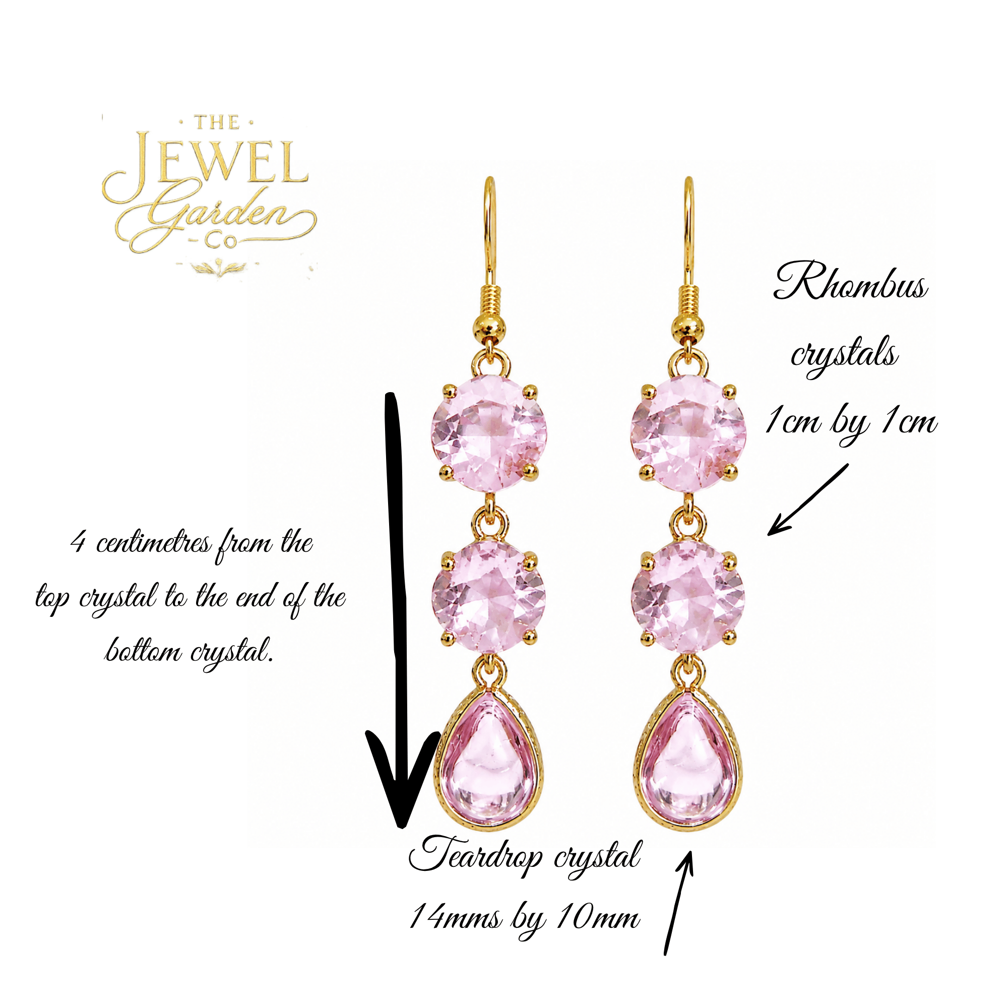 Blush Pink Sparkly Crystal Drop Earrings — From Our Rose Garden Collection - Image 5