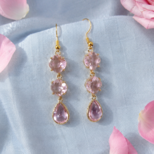 Blush Pink Sparkly Crystal Drop Earrings — From Our Rose Garden Collection